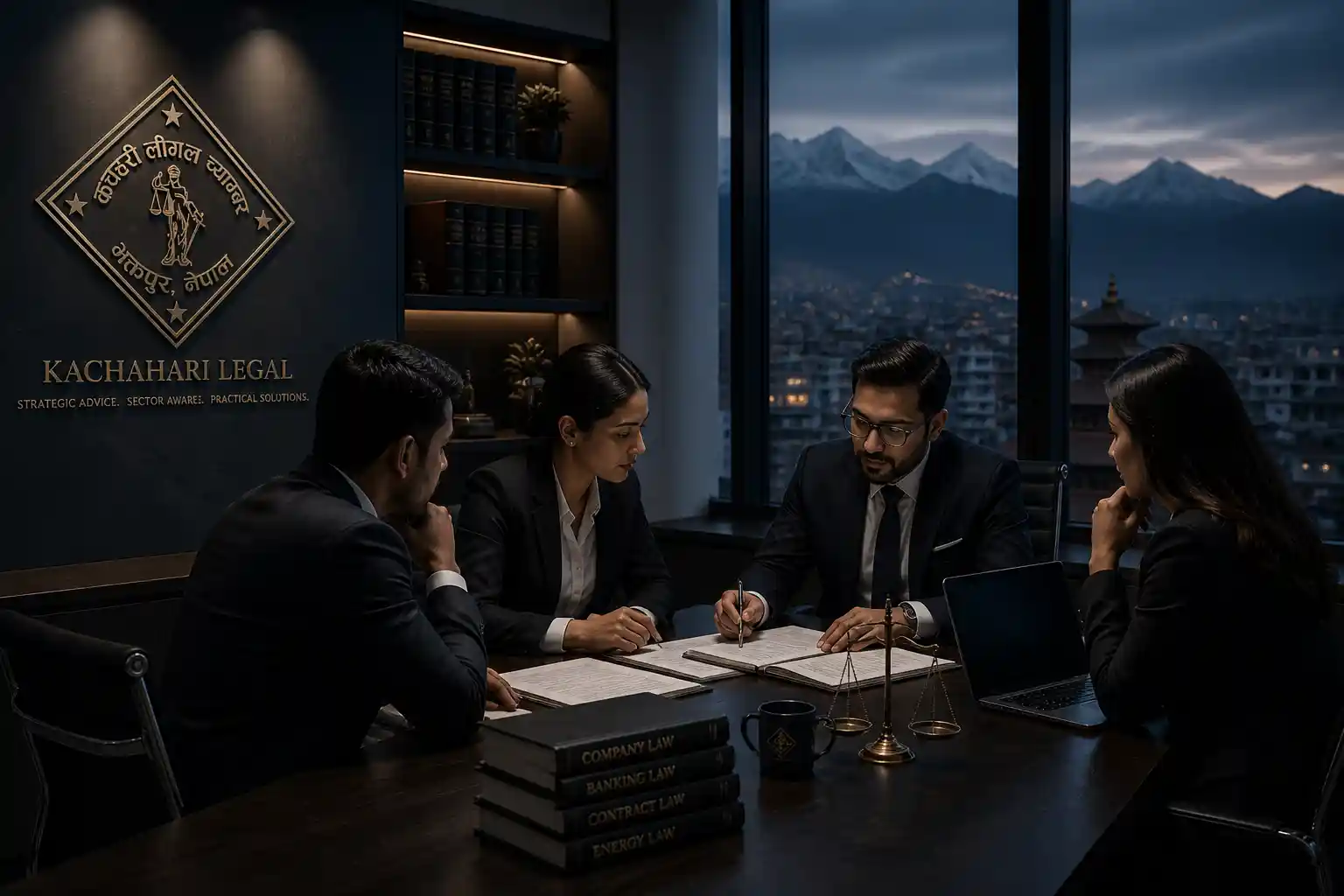Legal team in strategy meeting